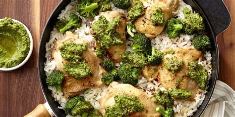 best-broccoli-pesto-chicken-rice-recipe-delish image