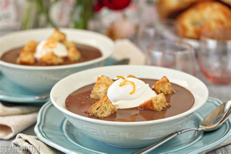chocolate-soup-with-croissant-croutons-sugarhero image