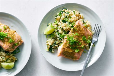 green-curry-salmon-with-coconut-rice-recipe-nyt image