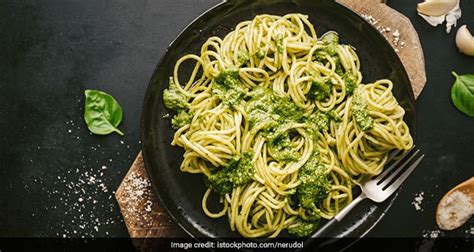 spaghetti-in-pesto-sauce-recipe-ndtv-food image