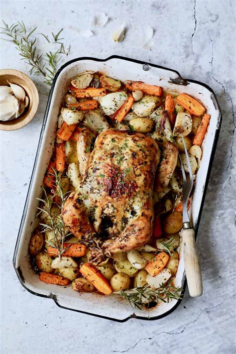 garlic-herb-butter-roast-chicken-recipe-with-root image