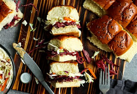 shredded-corned-beef-and-cabbage-slaw-sliders image