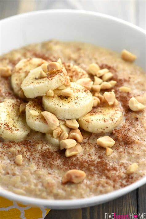 quick-peanut-butter-banana-oatmeal-fivehearthome image