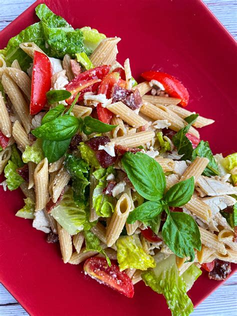 turkey-club-pasta-salad-tastefully-grace image