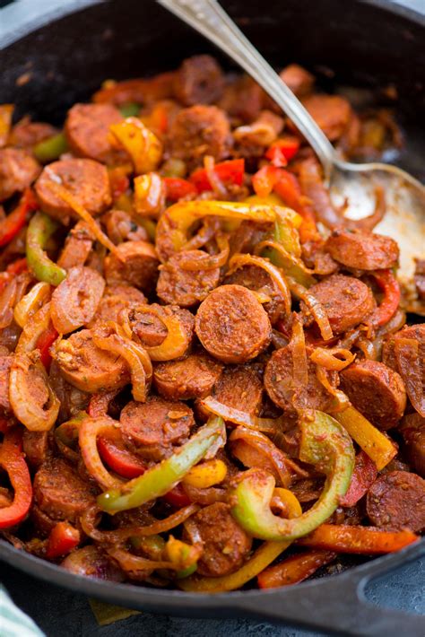 cajun-sausage-and-pepper-skillet-the-flavours-of-kitchen image