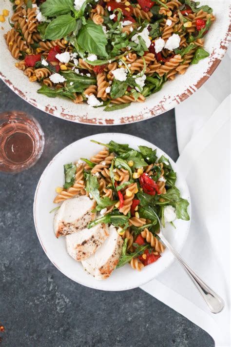 pasta-salad-with-arugula-roasted-red-peppers-and image