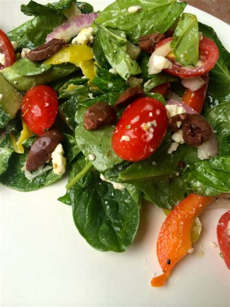 greek-spinach-salad-recipe-with-homemade-dressing image
