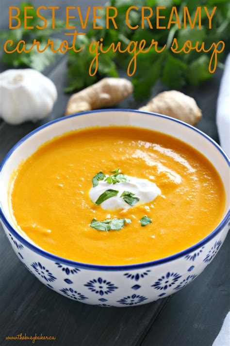 best-ever-creamy-carrot-ginger-soup-the-busy-baker image