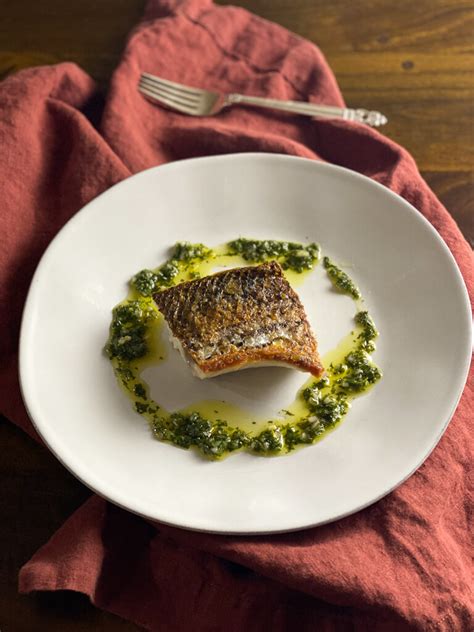 crispy-skinned-striped-bass-with-tangy-green image
