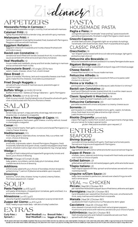 dinner-menu-zingarella image
