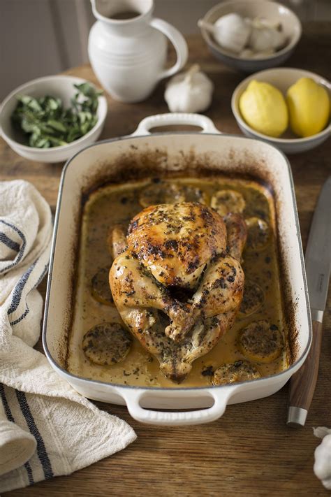 roast-chicken-recipe-with-lemon-oregano-drizzle image