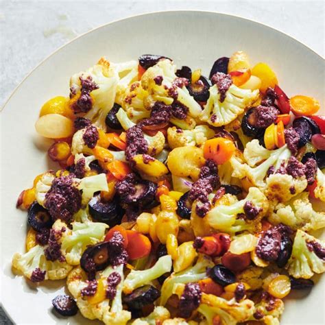 roasted-cauliflower-and-carrots-with-olive-drizzle-the image