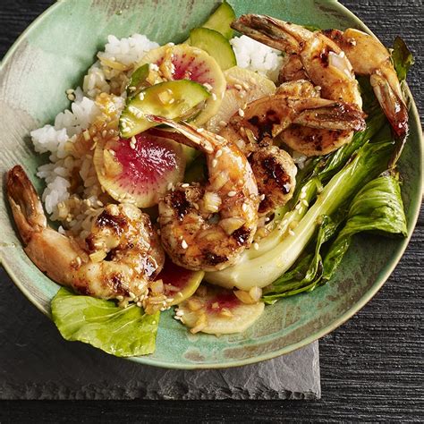 grilled-sesame-garlic-shrimp-poke-with-pickled-radish image