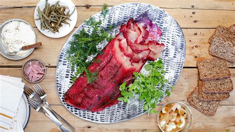 beet-cured-salmon-recipe-bon-apptit image
