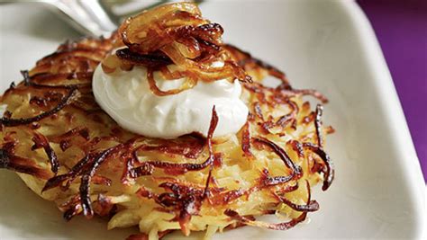 parsnip-pancakes-with-caramelized-onions-sour-cream image