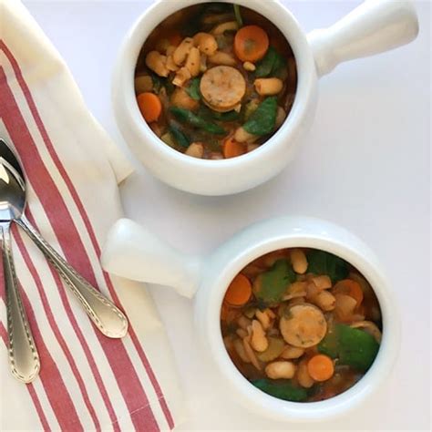 sausage-cannellini-bean-and-spinach-soup-healthier image