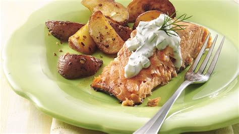 grilled-marinated-salmon-with-cucumber-sauce image