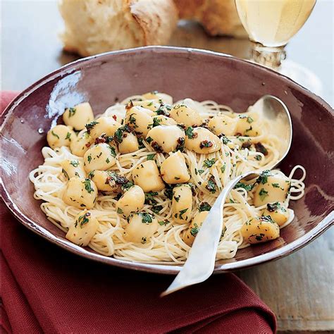 spicy-scallops-with-capellini-recipe-food-wine image