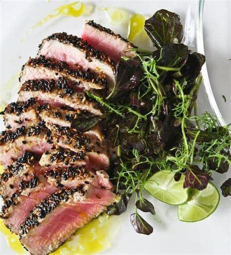 sesame-seared-tuna-with-lime-ginger-vinaigrette image