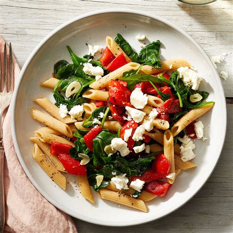 roasted-red-pepper-spinach-feta-penne-pasta image