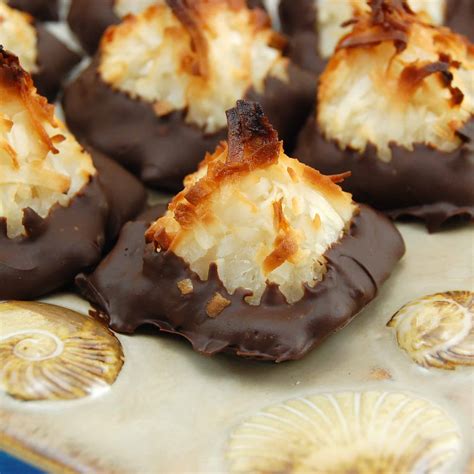 chocolate-dipped-coconut-almond-macaroons image
