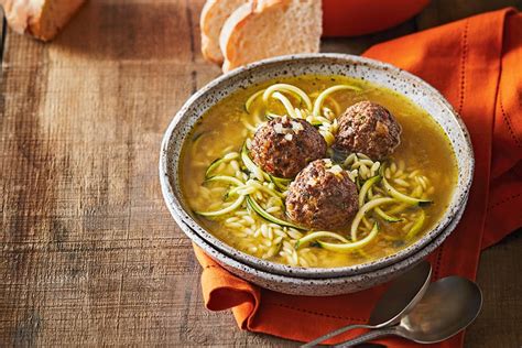 meatball-orzo-zucchini-soup-canadian-living image