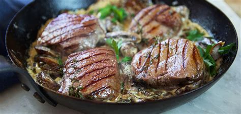 mushroom-sauce-with-venison-steaks image