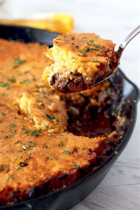 tamale-pie-with-brown-butter-cornbread-topping image