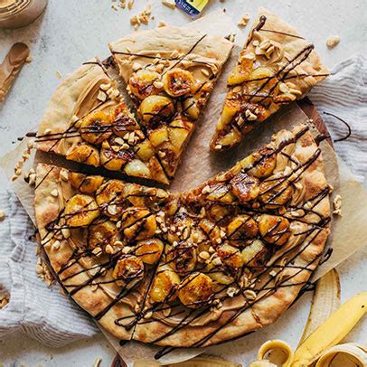 caramelized-banana-dessert-pizza-with-peanut-butter image