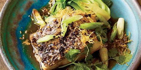 steamed-wild-striped-bass-with-ginger-and-scallions image