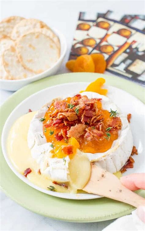 easy-microwave-baked-brie-with-apricots-and-bacon image