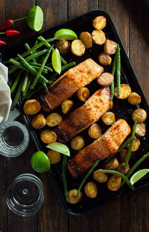 chili-lime-baked-salmon-with-potatoes-and-beans image