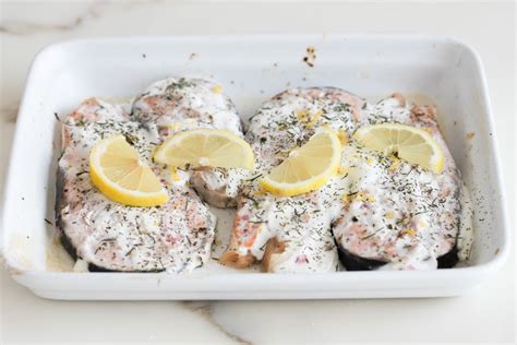 baked-salmon-steaks-with-sour-cream-and-dill image