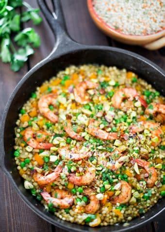 one-pot-couscous-with-shrimp-and-peas-jo-cooks image