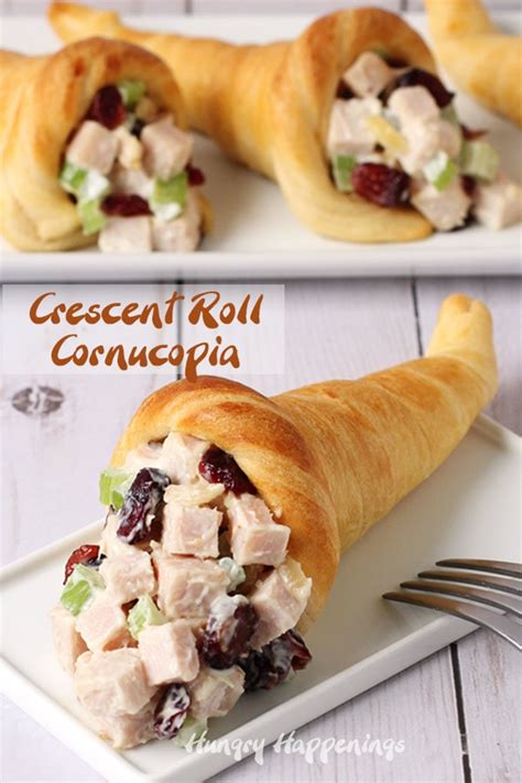 crescent-roll-cornucopia-with-cranberry-turkey-salad image