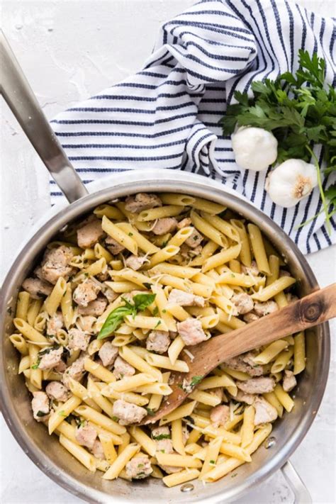 roasted-garlic-and-herb-penne-pasta-with-pork-easy image
