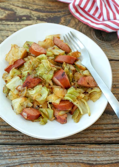cabbage-and-sausage-skillet-barefeet-in-the-kitchen image