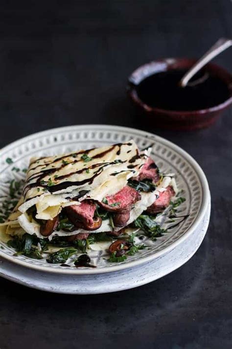 steak-spinach-and-mushroom-crepes-with-balsamic-glaze image