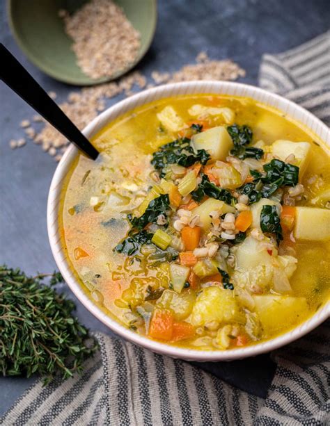 pearl-barley-soup-with-leek-and-potatoes-vegan image