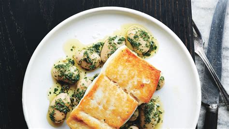pan-roasted-halibut-with-herbed-corona-beans image