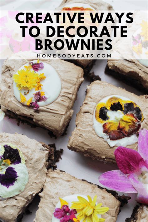 iced-fudge-brownies-how-to-decorate-with-edible-flowers image