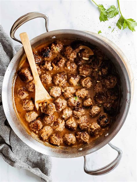 meatballs-and-gravy-salisbury-steak-meatballs-savory image