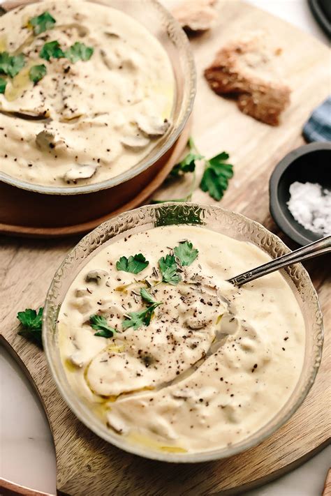 vegan-creamy-cauliflower-mushroom-soup-blissful image
