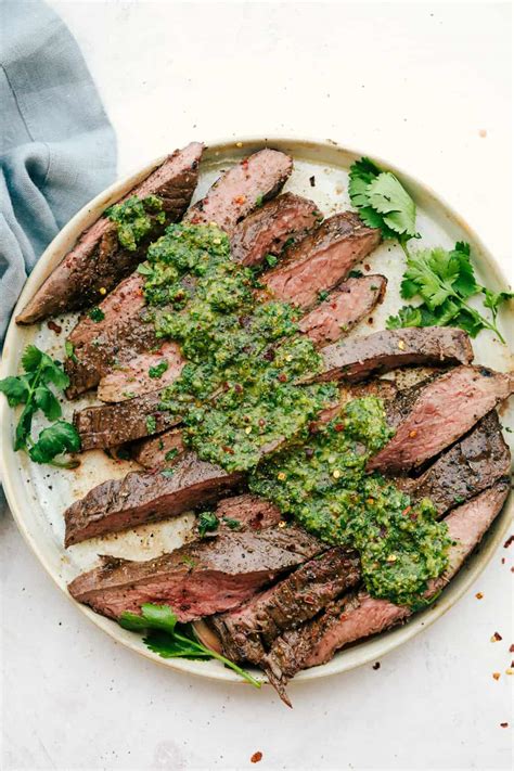 perfectly-grilled-flank-steak-with-chimichurri-sauce image