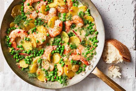 buttery-shrimp-with-peas-and-potatoes-food-wine image