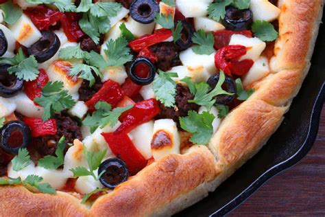 cast-iron-skillet-mexican-style-deep-dish-pizza image