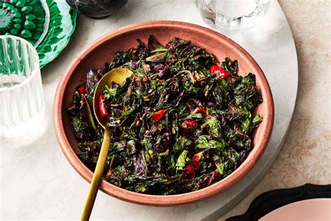 stir-fried-greens-with-garlic-and-chile-recipe-food image