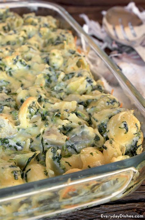 spinach-artichoke-pasta-casserole-recipe-everyday-dishes image