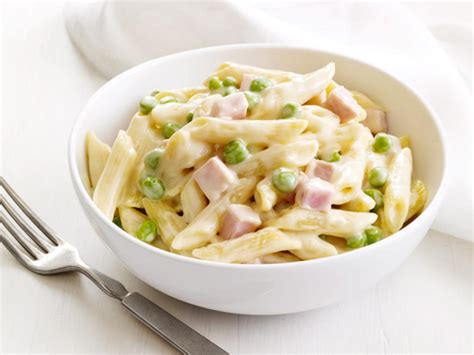 four-cheese-pasta-with-peas-and-ham-food-network image