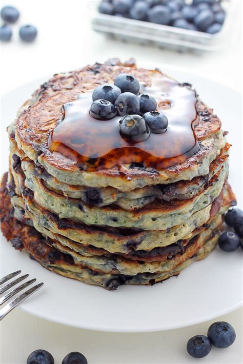 blueberry-cottage-cheese-pancakes-baker-by-nature image